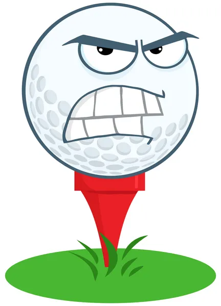 Angry Golf Ball Over Tee — Stock Photo, Image