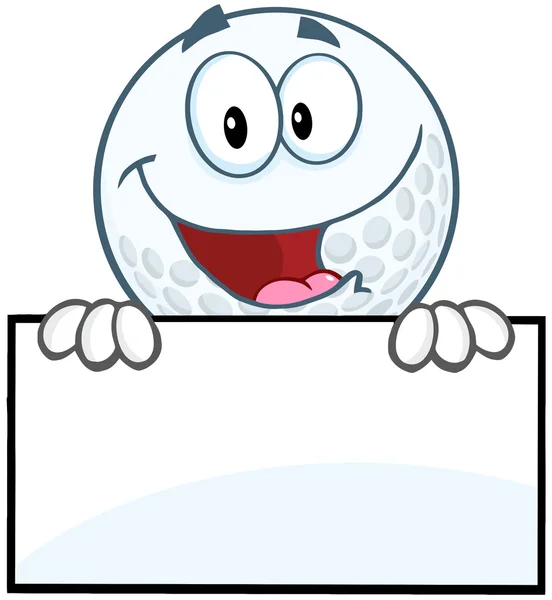 Golf Ball Cartoon Character Over Sign — Stock Photo, Image