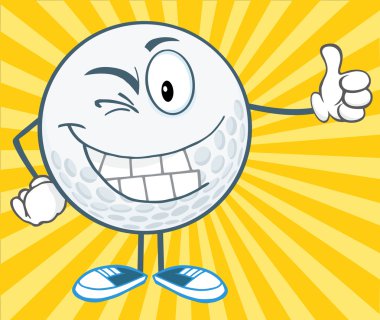golf topu bir başparmak tutarak göz kırpıyor