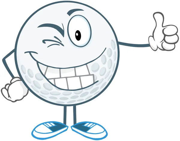 Winking Golf Ball Holding A Thumb Up — Stock Photo, Image