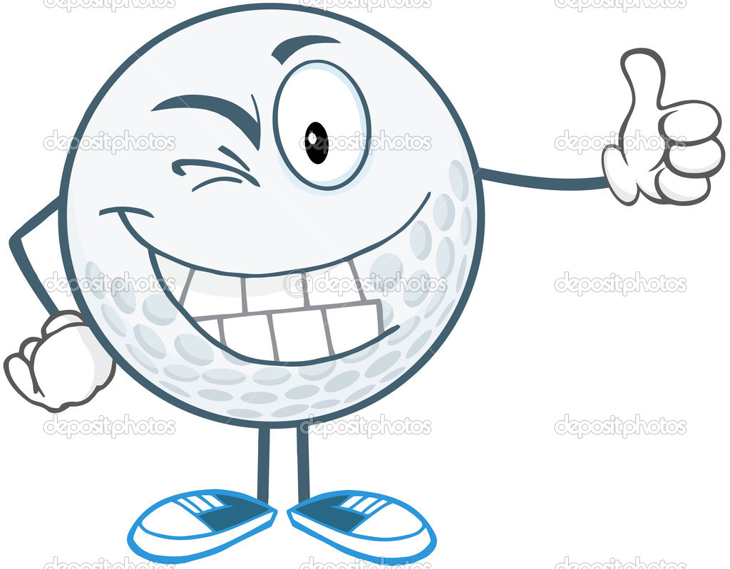 Winking Golf Ball Holding A Thumb Up — Stock Photo © HitToon #27719353, image size:1024x799