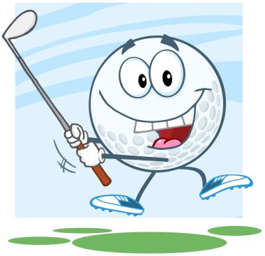 Golf topu golf sopası sallıyor.