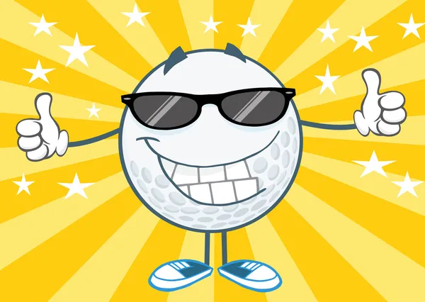 Lächelnder Golfball mit Sonnenbrille — Stockfoto