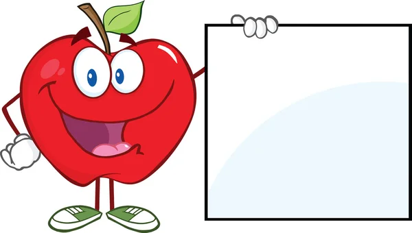 Jabłko kreskówka Wyświetlono pusty znak — Zdjęcie stockowe