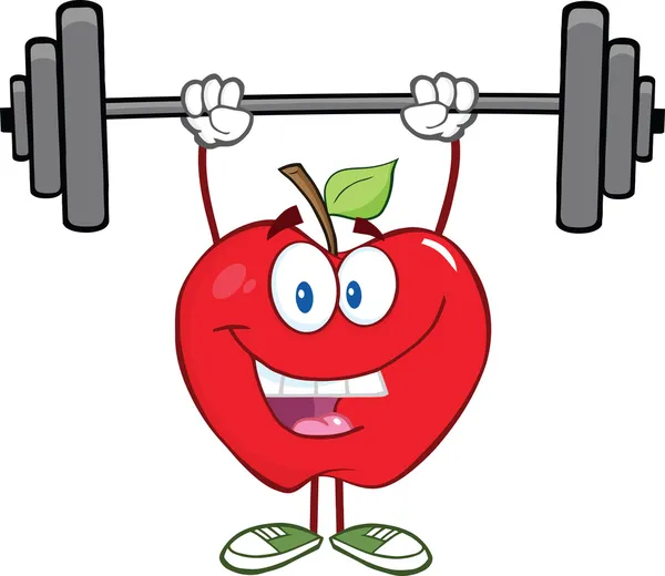 Apple Cartoon Character Lifting Weights — Stock Photo, Image