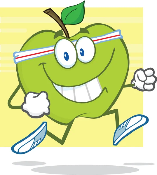 Zdrowe, zielone jabłko, jogging — Zdjęcie stockowe