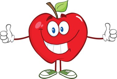 Kırmızı elma karakter parmak pes