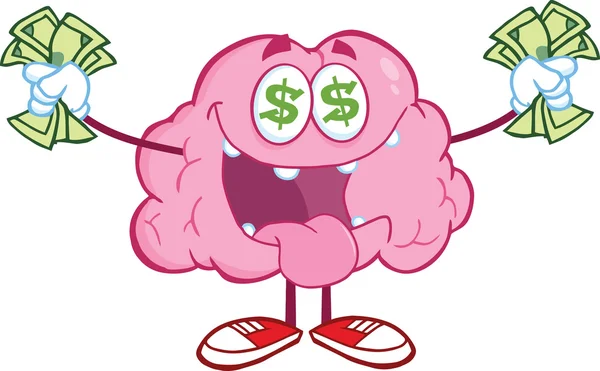 Money Loving Brain Character — Stock Photo, Image