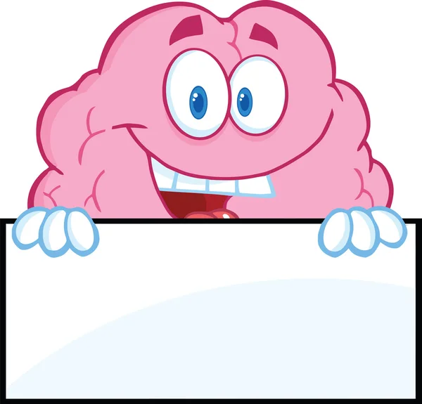 Brain Character Over A Blank Sign — Stock Photo, Image