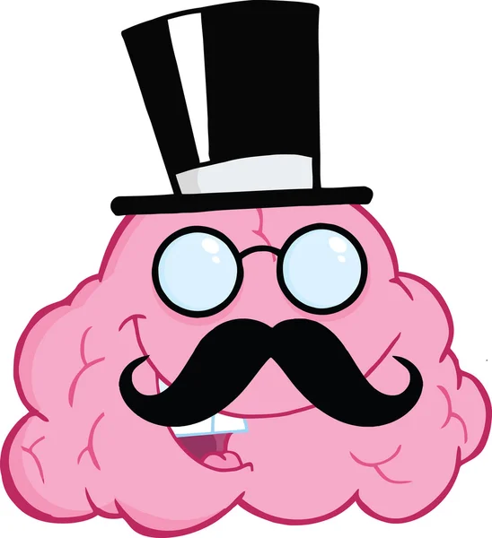 Brain Gentleman Cartoon Character — Stock Photo, Image