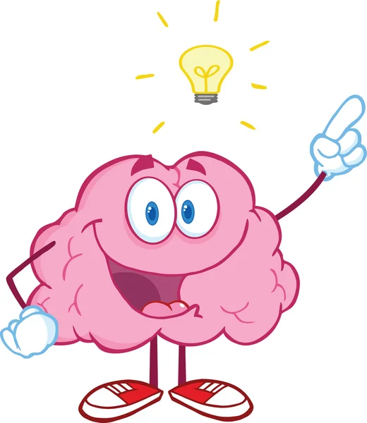 Brain Character With A Big Idea — Stock Photo, Image