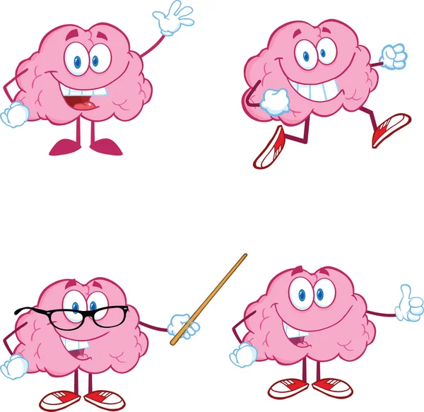 大脑卡通吉祥物集合 1 — 图库照片