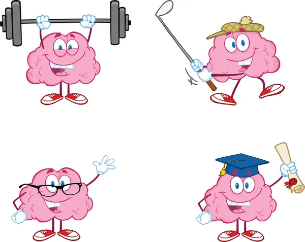 大脑卡通吉祥物集合 2 — 图库照片