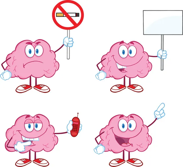 Hersenen cartoon mascotte collectie 5 — Stockfoto