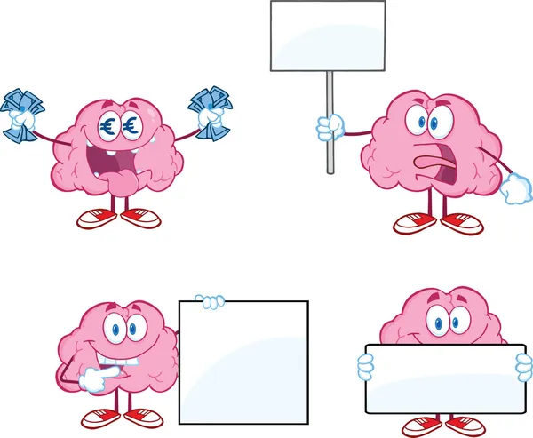 Coleção de mascote de desenhos animados do cérebro 6 — Fotografia de Stock