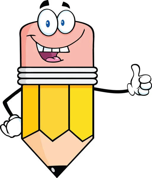 Happy Pencil Character Giving A Thumb Up — Stock Photo, Image