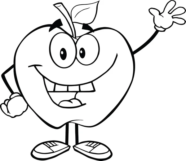 Outlined Apple Waving For Greeting — Stock Photo, Image