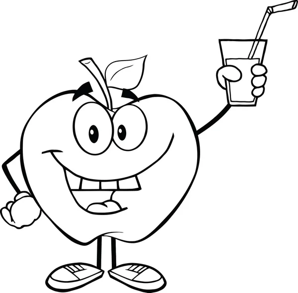 Outlined Apple Holding A Drink — Stock Photo, Image