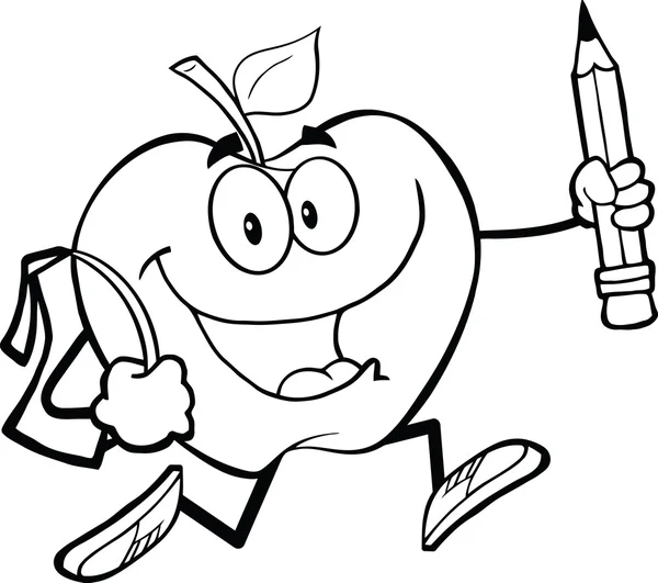 Outlined Apple With School Bag — Stock Photo, Image