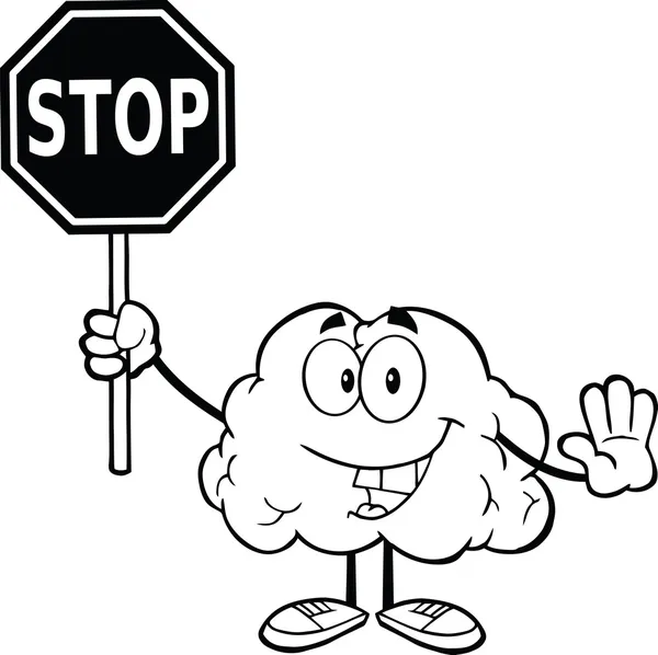 Przedstawione mózgu gospodarstwa znak stop — Zdjęcie stockowe
