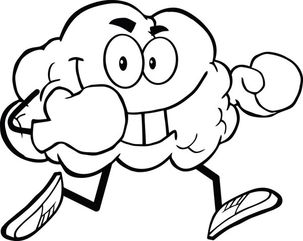 Outlined Brain With Boxing Gloves