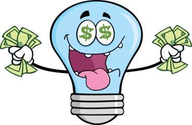 Mavi ampul karakter sevgi dolu para