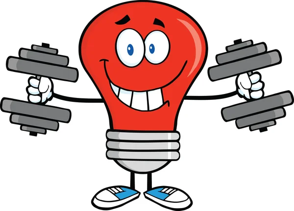 Glimlachend rood licht lamp karakter opleiding met halters — Stockfoto