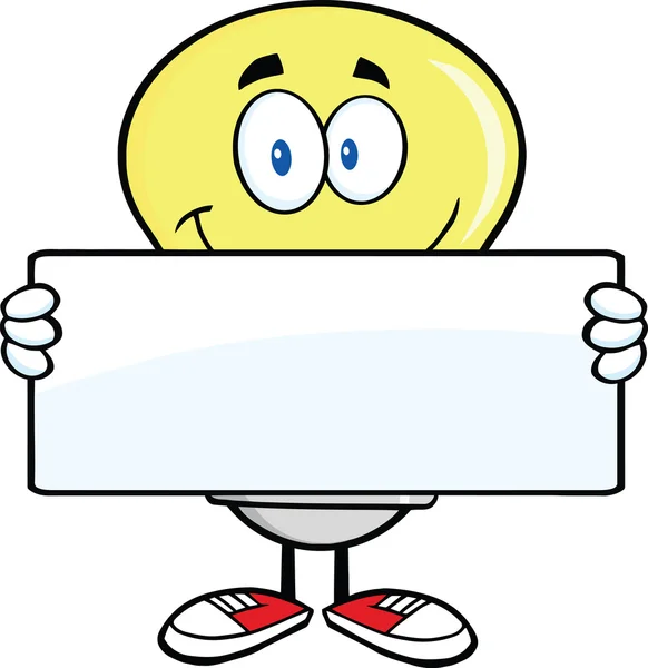 Żarówka kreskówka trzymając transparent — Zdjęcie stockowe