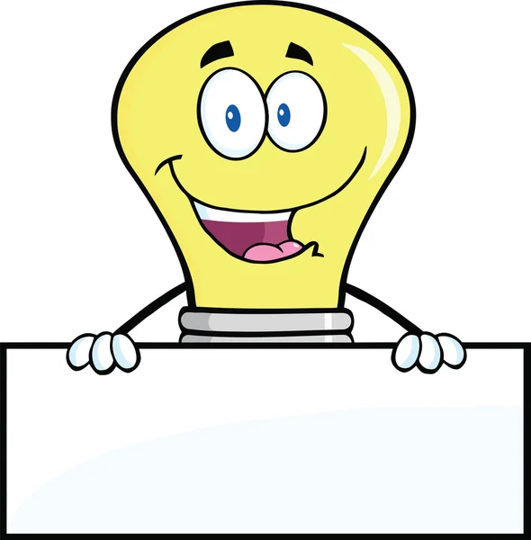 Light Bulb Character Over Blank Sign — Stock Photo, Image