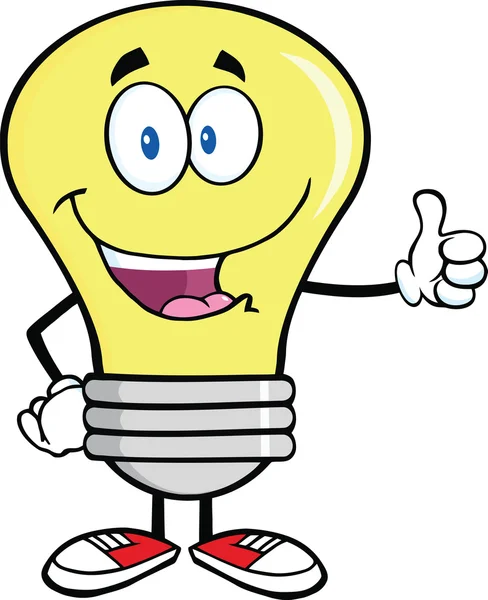 Light Bulb Cartoon Character Giving A Thumb Up — Stock Photo, Image