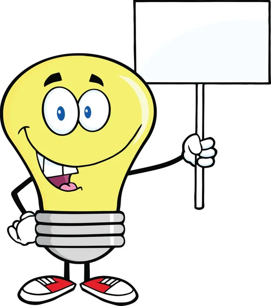 Light Bulb Character Holding Up A Blank Sign — Stock Photo, Image