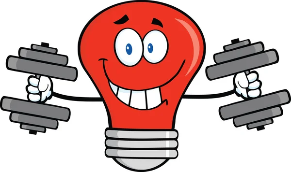 Glimlachend rood licht lamp karakter opleiding met halters — Stockfoto
