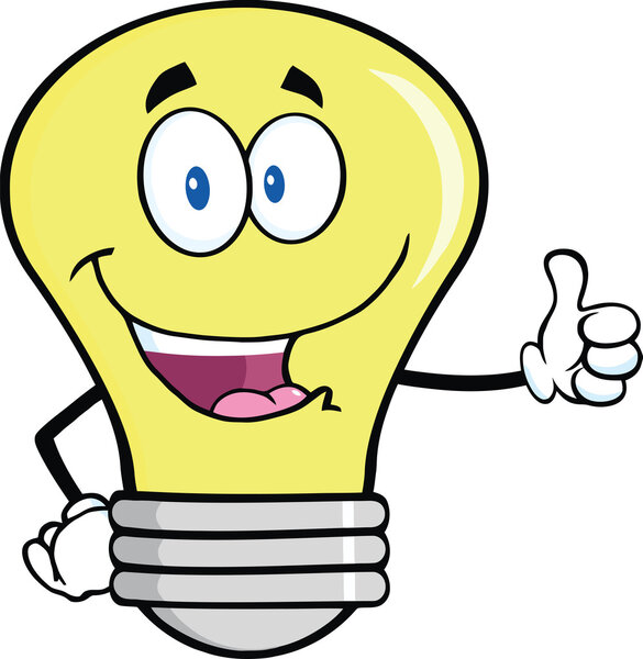 Символ лампочки, подающий палец вверх
