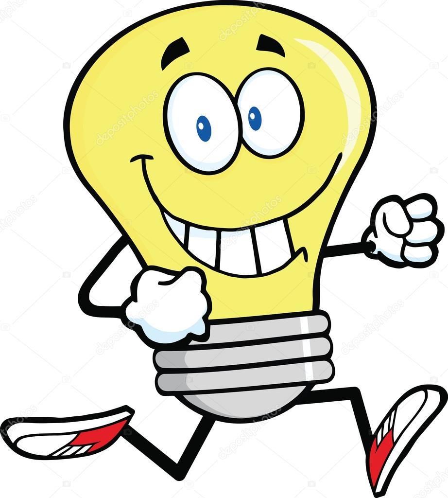 Light Bulb Cartoon Character Running