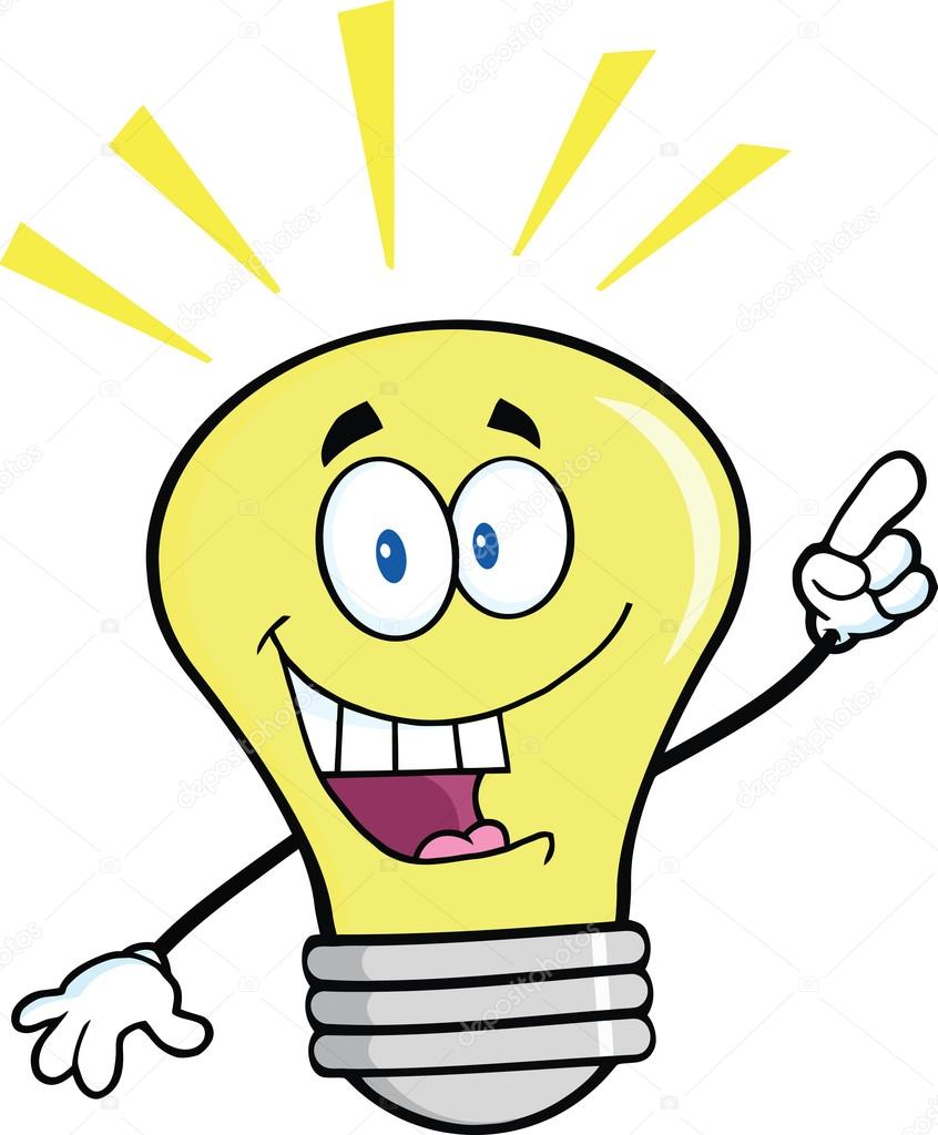 Light Bulb Cartoon Character With A Bright Idea