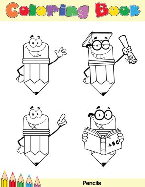 kitap sayfa kalem karakter 5 boyama
