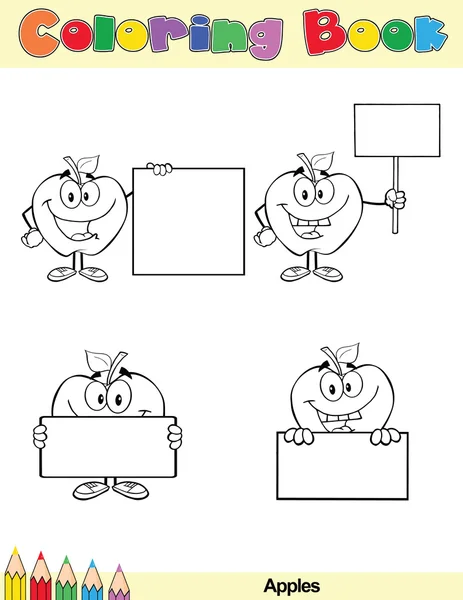 Coloring Book Page Apples Character 3