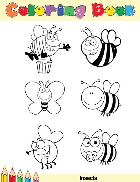 Coloring Book Page Insect Character — Stock Photo, Image