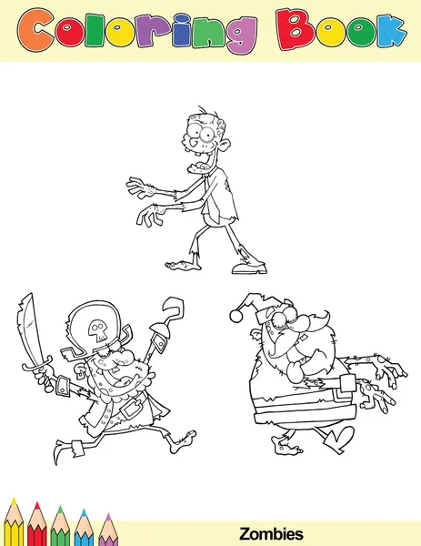 Coloring Book Page Zombie Character — Stock Photo, Image