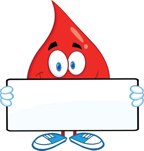 Röd blod droppa seriefiguren håller en banderoll — Stockfoto