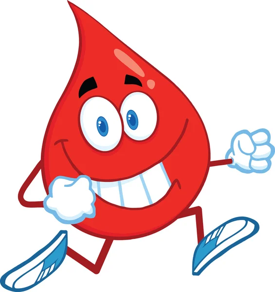 Red Blood Drop Character Running — Stock Photo, Image