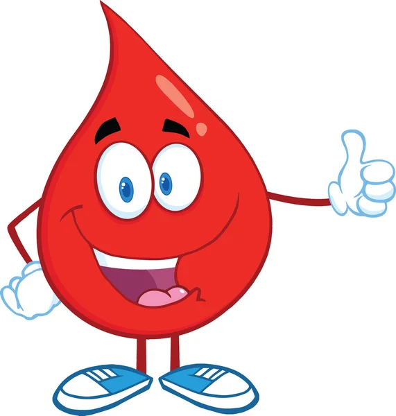 Red Blood Drop Character Giving A Thumb Up — Stock Photo, Image