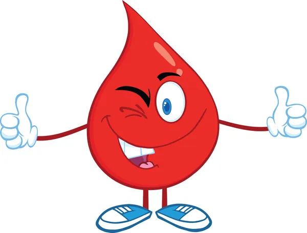 Red Blood Drop Character A Double Thumbs Up — Stock Photo, Image