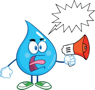 megafon ile konuşma balonu içine çığlık kızgın su damlası