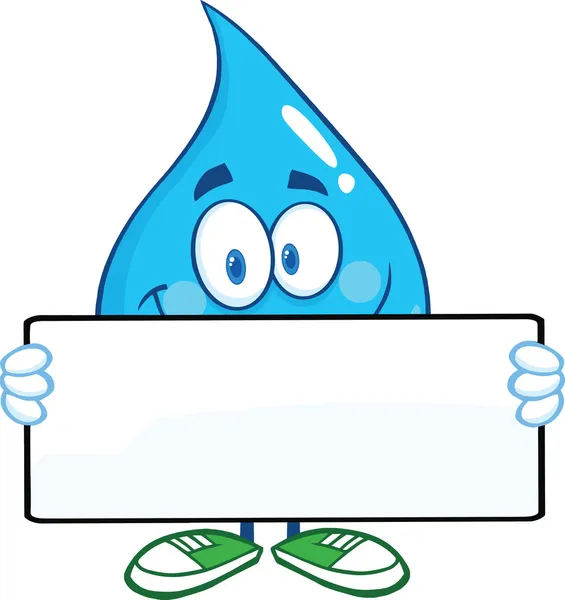 Water Drop Cartoon Character Holding A Banner — Stock Photo, Image