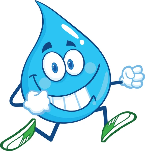 Water drop cartoon karakter uitvoeren — Stockfoto