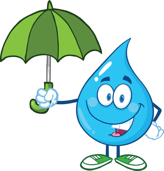 Smiling Water Drop With Umbrella — Zdjęcie stockowe