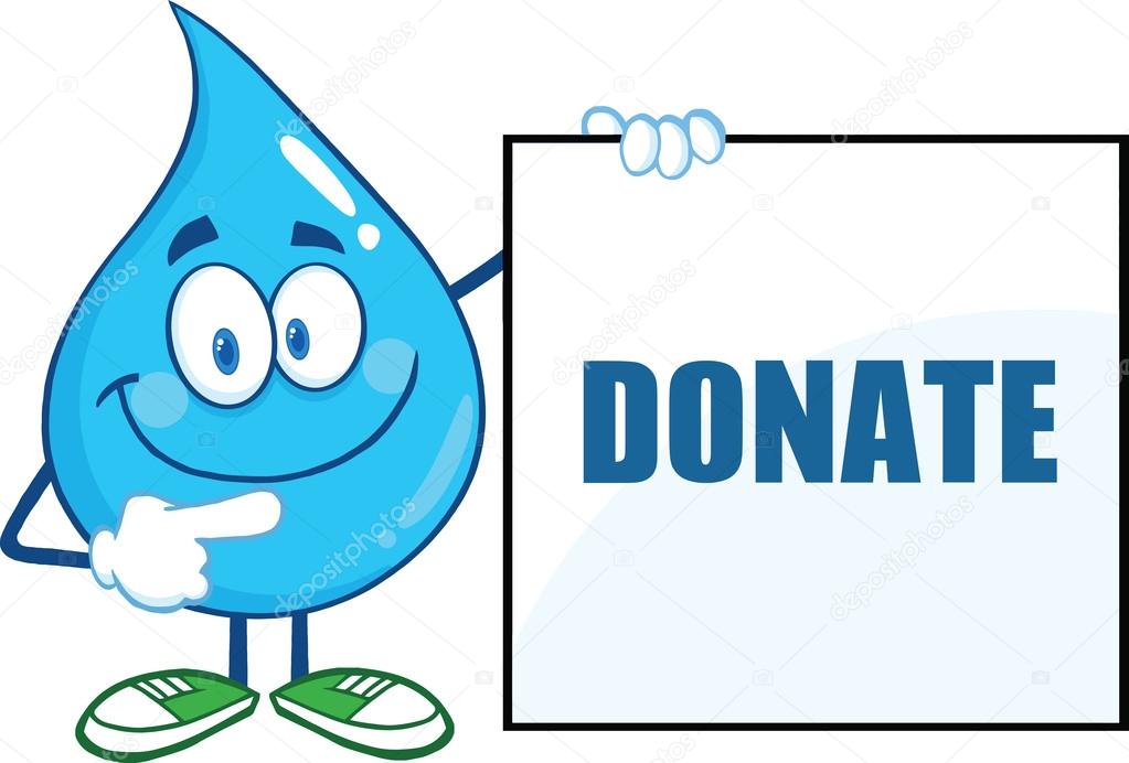 Water Drop Cartoon Character Showing A Blank Sign With Text