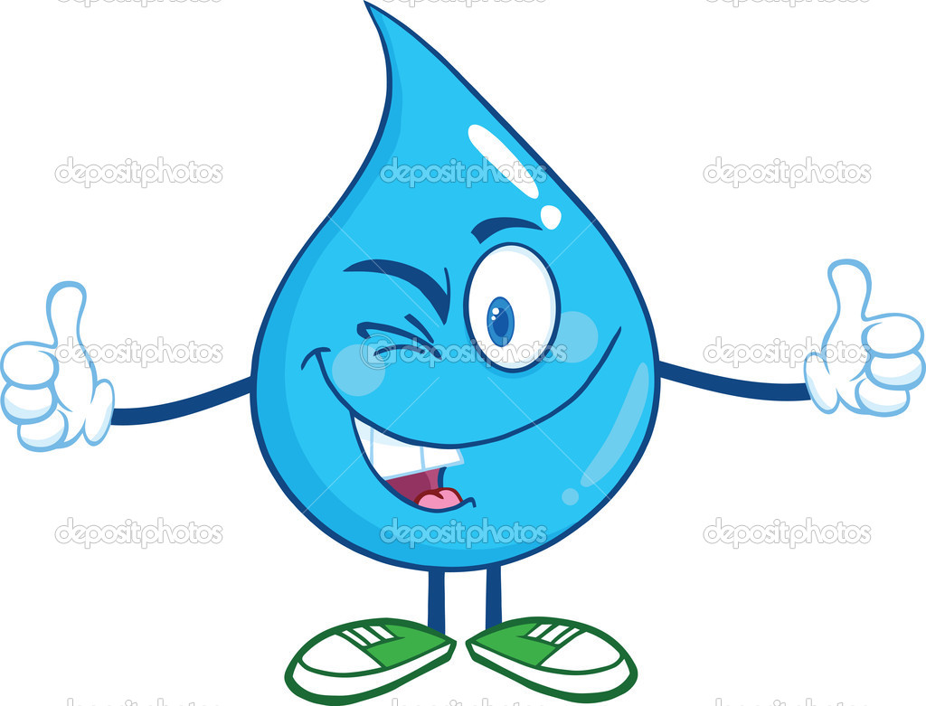 Happy Water Drop Character Giving A Double Thumbs Up