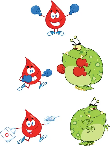 Blood Drop vs Virus. Set Collection — Stok fotoğraf